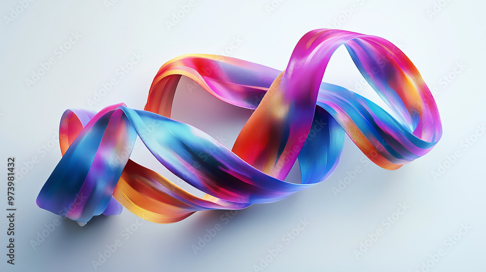 Fototapeta premium Colorful festive ribbon on white background, great for holiday and event decorations 