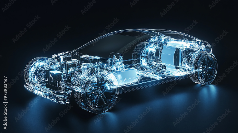 A futuristic car with a blue headlight and a silver body
A futuristic car with a blue headlight and a silver body
