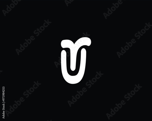 Simple letter  RU or UR logo design template