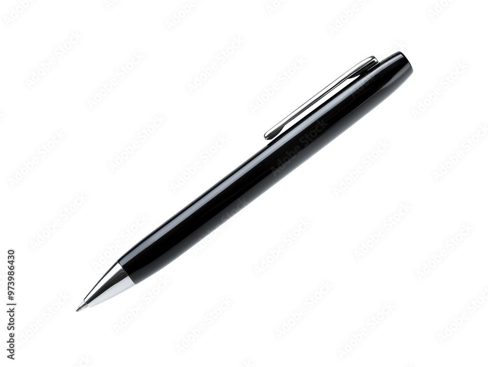 Sleek Black Ballpoint Pen Isolated on Background for Office and School Supplies Sleek Black Ballpoint Pen Isolated on Background for Office and School Supplies