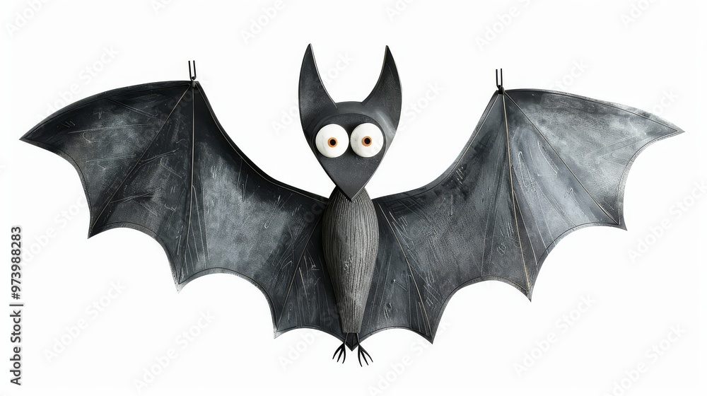 A bat-themed door hanger with googly eyes isolated on white background A bat-themed door hanger with googly eyes isolated on white background