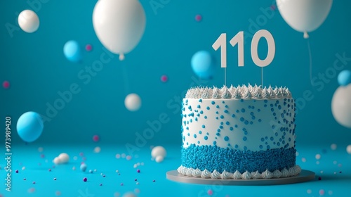 A birthday cake with the number 110 on it