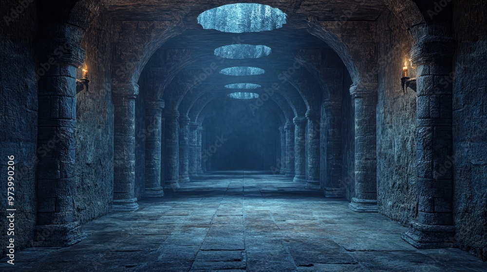 Pixelated Surreal Underground Dungeon with Copy Space | Digital Art Blend Mode Technique Pixelated Surreal Underground Dungeon with Copy Space | Digital Art Blend Mode Technique