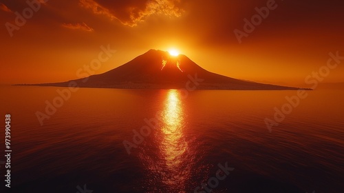 Volcanic eruption with lava...