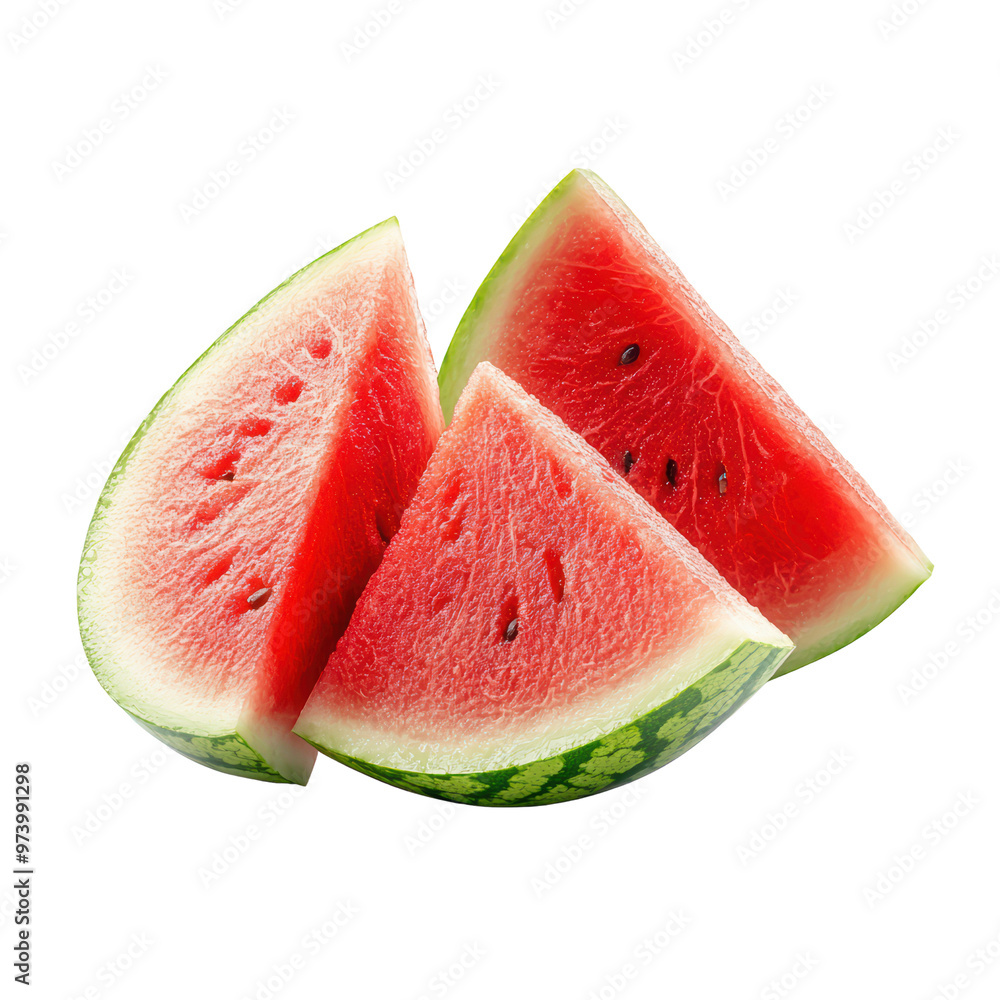 Fresh Juicy Watermelon Slices Isolated on Background - Perfect for Summer Refreshment and Healthy Eating Concepts Fresh Juicy Watermelon Slices Isolated on Background - Perfect for Summer Refreshment and Healthy Eating Concepts