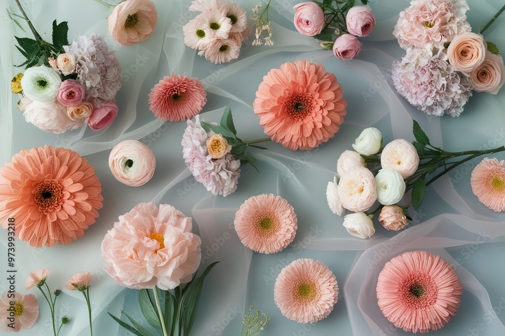 Obraz premium Delicate Pastel Floral Collection on Transparent Background