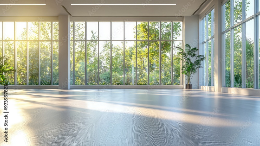 Bright and spacious interior with large windows, showcasing nature outside. A peaceful environment filled with natural light. Bright and spacious interior with large windows, showcasing nature outside. A peaceful environment filled with natural light.
