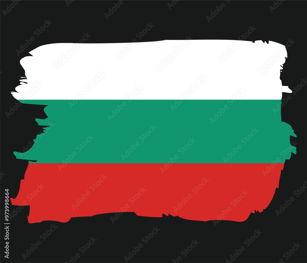 Obraz premium Bulgaria flag with paint brush stroke grunge texture design. Grunge brush stroke effect