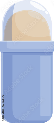 Blue deodorant stick with transparent cap being opened, isolated on white background