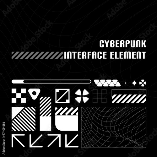 Cyberpunk Futuristic Interface Elements – Vector Pack for Sci-Fi Design. photo