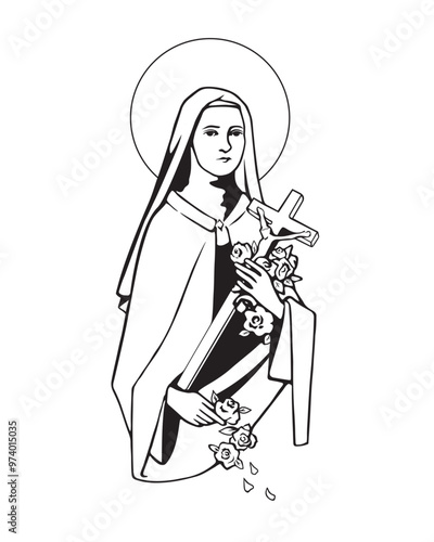 Saint Therese of Child Jesus Illustration Catholic religious Vector 