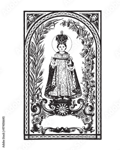Infant Jesus of Prague Illustration Child Jesus Catholic religious Vector
