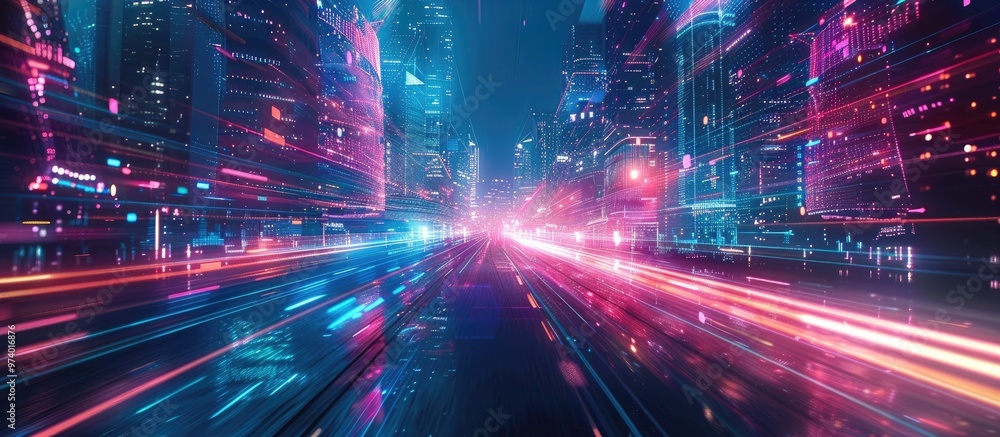 A breathtaking fast paced digital cityscape ablaze with vibrant neon lights shimmering illumination and a sense of futuristic cyberpunk inspired energy The image evokes a visionary A breathtaking fast paced digital cityscape ablaze with vibrant neon lights shimmering illumination and a sense of futuristic cyberpunk inspired energy The image evokes a visionary