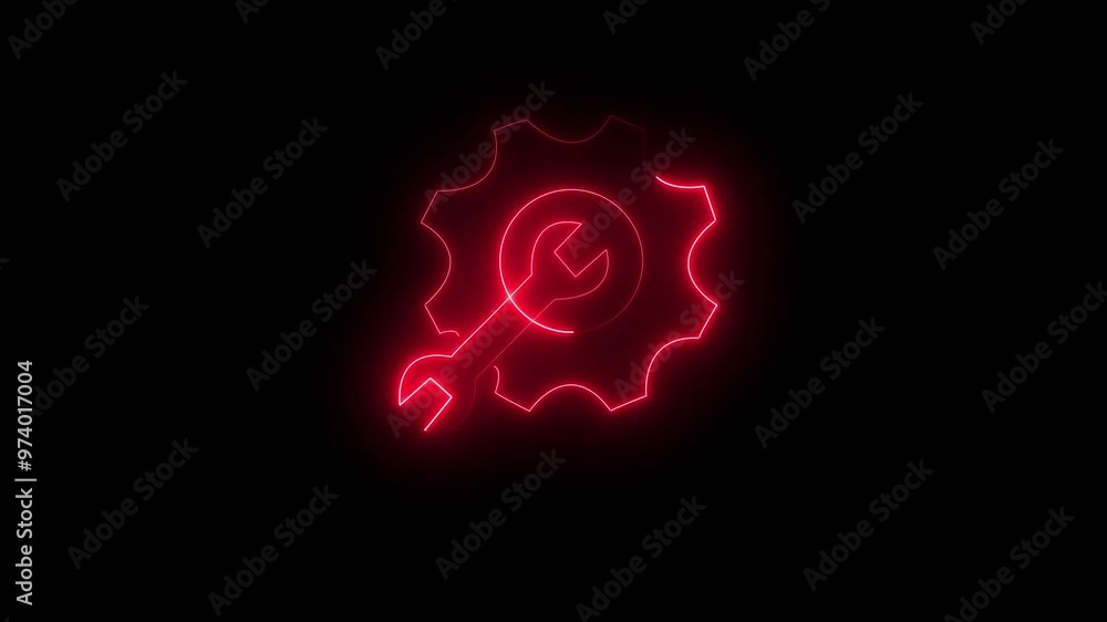 Bright red color setting. Abstract neon shine setting icon animation with black background. Mechanical working concept, used to refer to the design of an engine setting. 4k video Bright red color setting. Abstract neon shine setting icon animation with black background. Mechanical working concept, used to refer to the design of an engine setting. 4k video