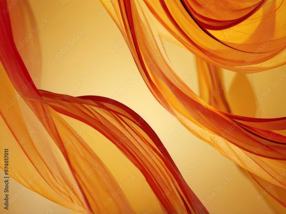 Fototapeta premium A yellow background with orange and red swirls.