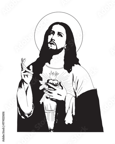 The Sacred Heart of Jesus Illustration Christian religious vector