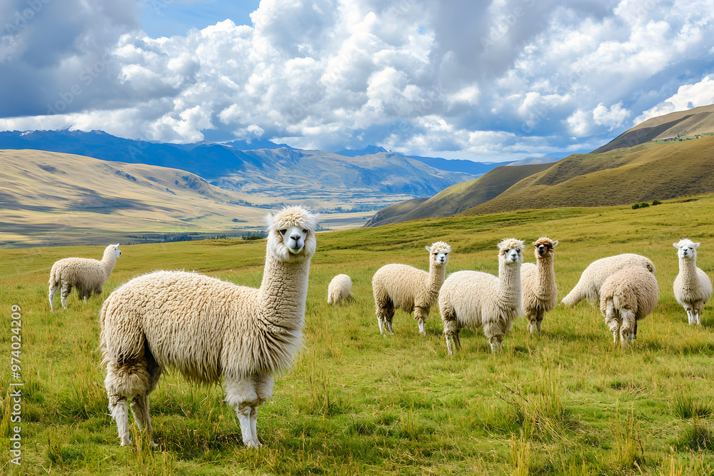Fototapeta premium Alpaca in a mountain.