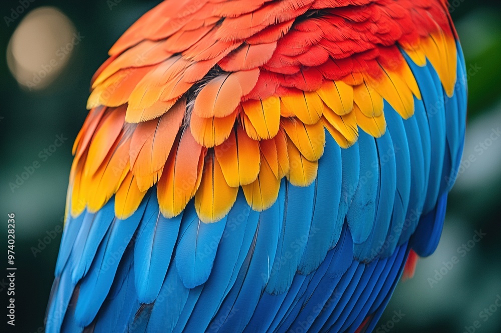 Obraz premium Close-up of a colorful parrots feathers