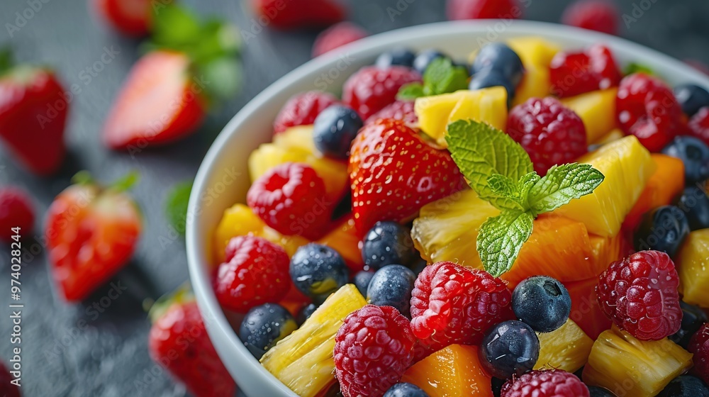 Fresh Fruit Salad with Pineapple, Berries, and Mint Fresh Fruit Salad with Pineapple, Berries, and Mint