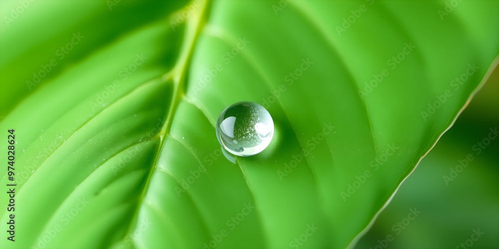 Monstera Leaf with Dewdrop: Watercolor Serenity Monstera Leaf with Dewdrop: Watercolor Serenity