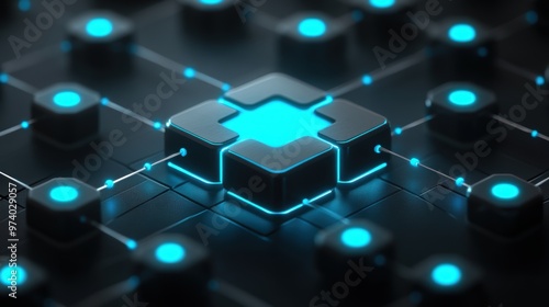 Digital Network Connection Concept in 3D Icon Design