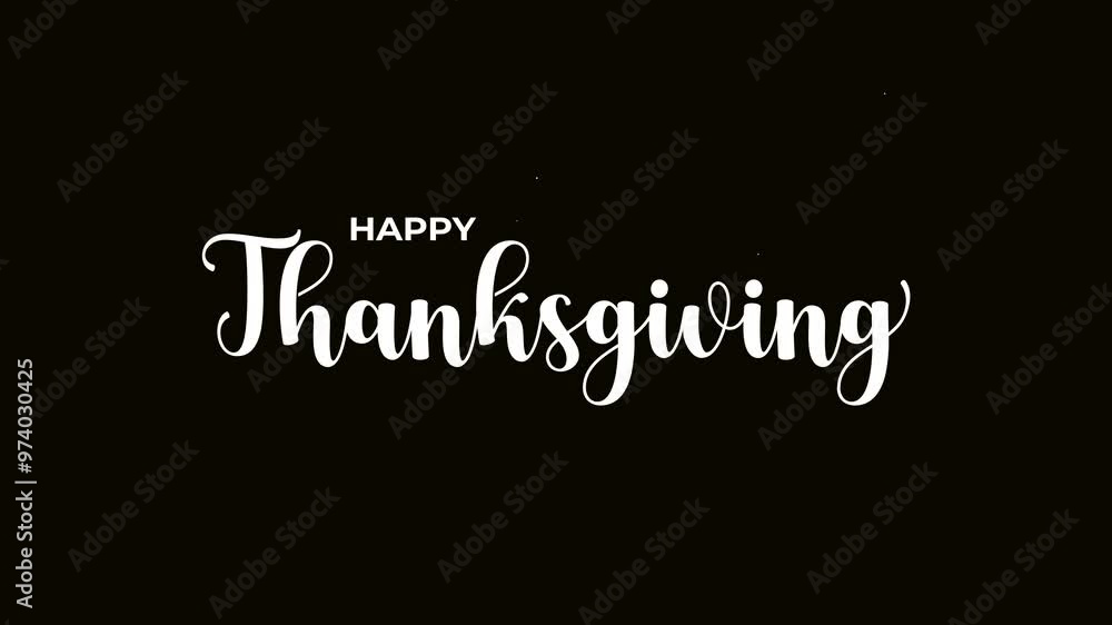 Animated text Happy Thanksgiving in white color on a black and green background. Suitable to use on Thanksgiving events and social media posts. Animated text Happy Thanksgiving in white color on a black and green background. Suitable to use on Thanksgiving events and social media posts.