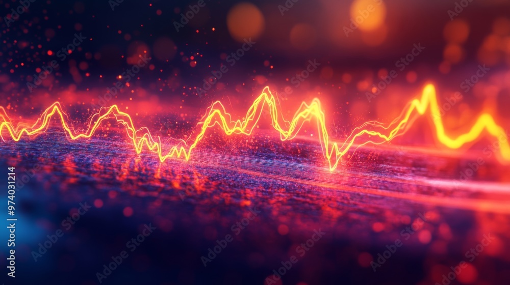 A heart monitor creating neon waves A heart monitor creating neon waves