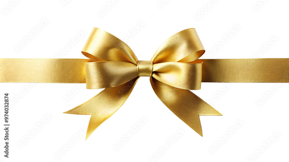 Golden satin ribbon bow, perfect for gift wrapping, isolated on white Golden satin ribbon bow, perfect for gift wrapping, isolated on white