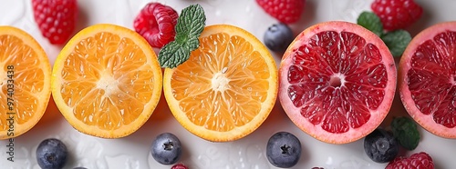 Citrus Fruits with Berries and Mint