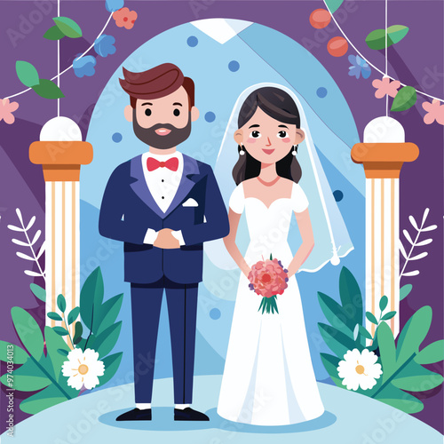 Couple getting married walking down the aisle