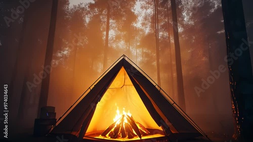 Wallpaper Mural Campfire Glow in a Misty Forest Torontodigital.ca