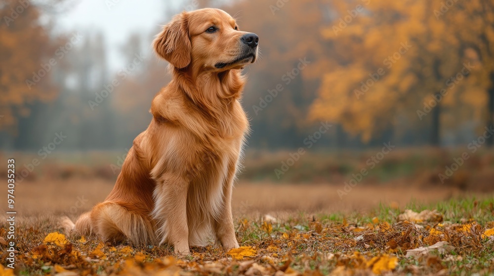 Captivating Portrait of a Golden Retriever Dog Sitting in a Lush Green Field Surrounded by Nature Captivating Portrait of a Golden Retriever Dog Sitting in a Lush Green Field Surrounded by Nature