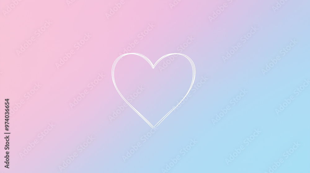 Pastel Dream: A delicate white heart outline rests upon a soft and dreamy gradient backdrop of pastel pink and blue. This image evokes feelings of love, hope, and tranquility. Pastel Dream: A delicate white heart outline rests upon a soft and dreamy gradient backdrop of pastel pink and blue. This image evokes feelings of love, hope, and tranquility.