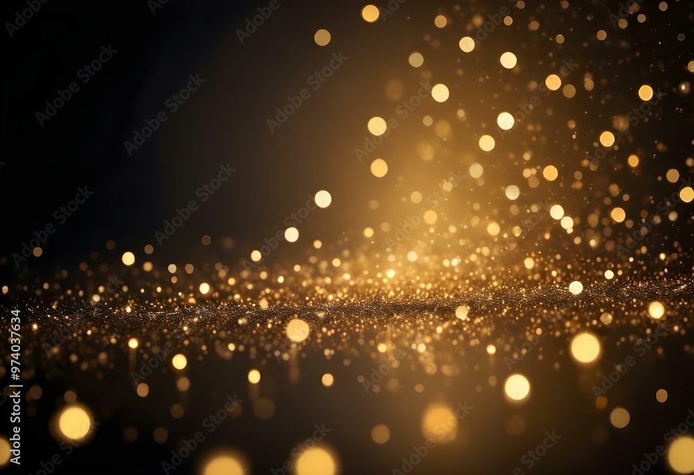 Glittering golden bokeh lights on a dark background, creating a magical and festive atmosphere. Glittering golden bokeh lights on a dark background, creating a magical and festive atmosphere.