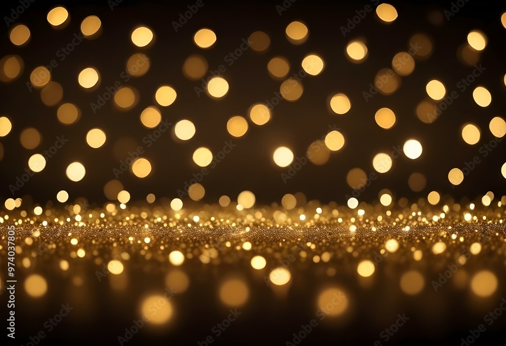 Glittering golden bokeh lights on a dark background, creating a magical and festive atmosphere. Glittering golden bokeh lights on a dark background, creating a magical and festive atmosphere.