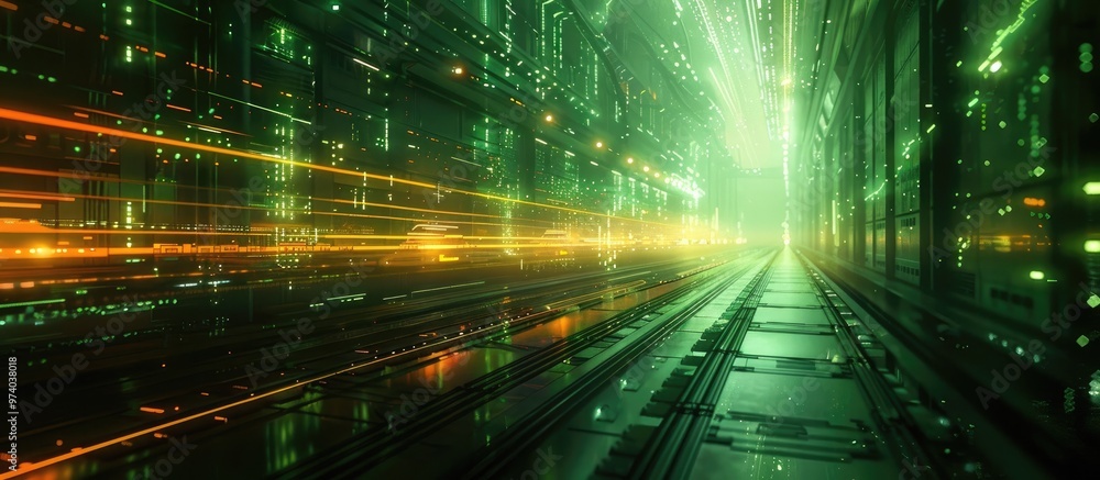 Futuristic digital landscape with glowing lights dynamic data streams and a sense of speed and technological innovation This image conveys a vision of the future Futuristic digital landscape with glowing lights dynamic data streams and a sense of speed and technological innovation This image conveys a vision of the future
