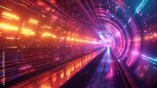 Futuristic and visually stunning tunnel with endless corridors of luminous energy vibrant colors and dynamic motion