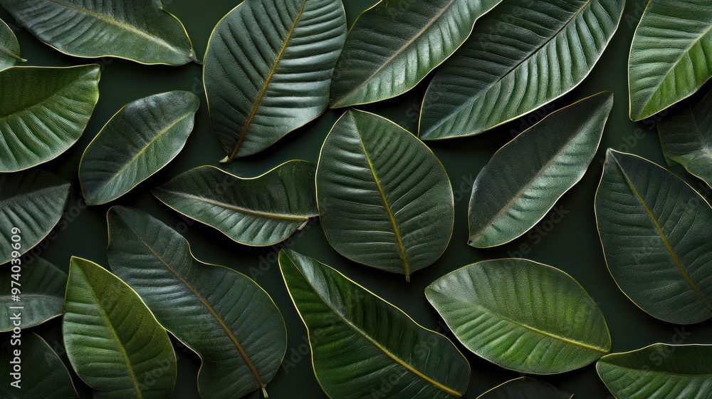 Naklejka premium Exotic foliage with unique leaf shapes and textures, close-up detail