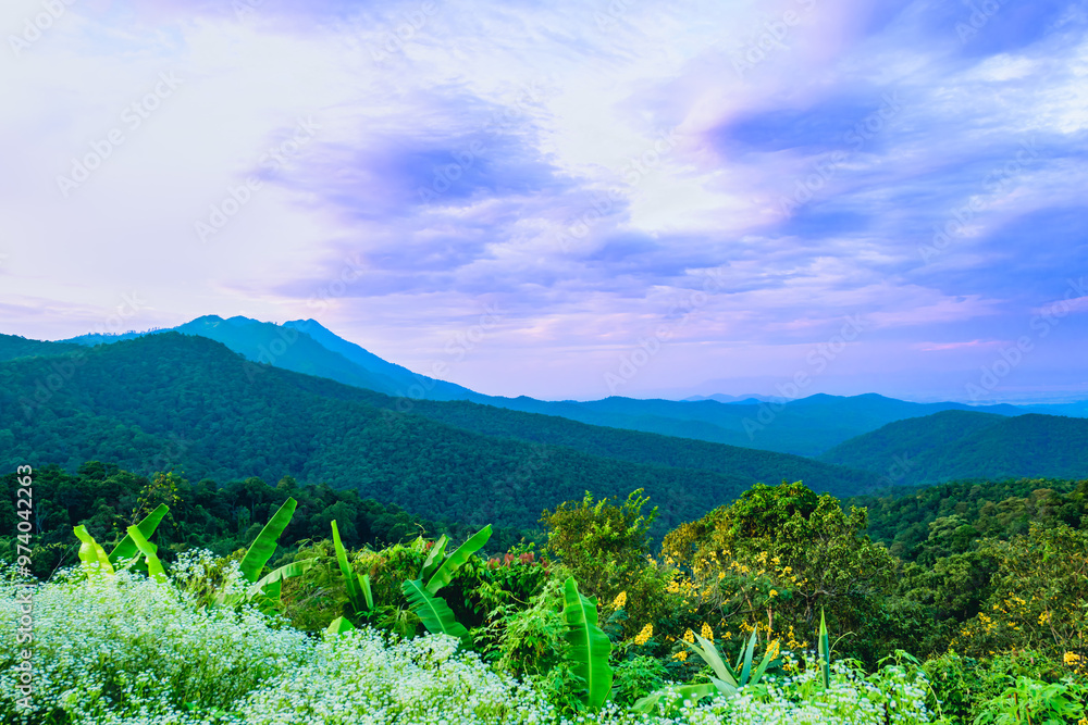 Fototapeta premium Beautiful mountain views of Phayao Province