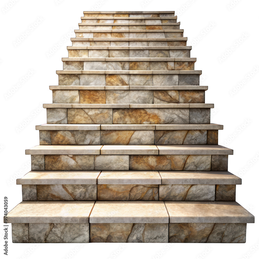 Stairs made of large stone steps isolated on transparent background Stairs made of large stone steps isolated on transparent background