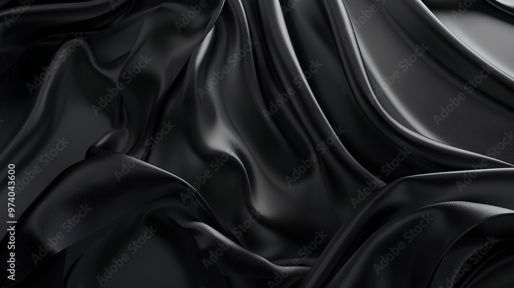 Black background with dark silk texture for elegant design or abstract concept art. Dark satin cloth or fabric material with waves and folds. Black silk pattern as luxury background Black background with dark silk texture for elegant design or abstract concept art. Dark satin cloth or fabric material with waves and folds. Black silk pattern as luxury background