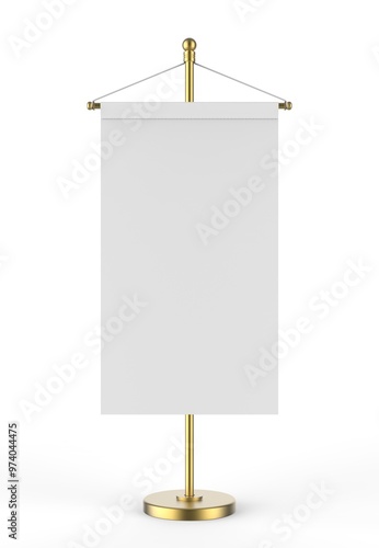 Table top flag stand blank  3d render template illustration for branding and mockup. photo