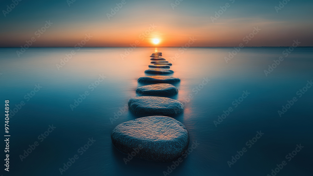 Obraz premium Endless Sea and Stone Path at Dawn