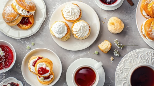 Wallpaper Mural Elegant British Afternoon Tea with Scones and Clotted Cream Torontodigital.ca