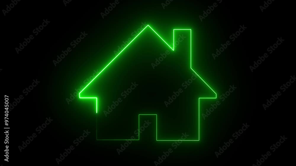 Home icon animation by green color neon on black background. Home icon animation by green color neon on black background.