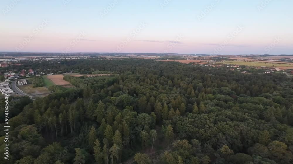 Drone Flight Over Forest Near Small Town Drone Flight Over Forest Near Small Town