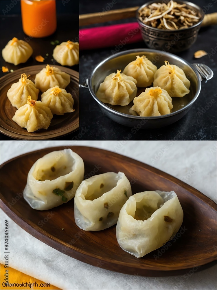 Steamed and fried Modaka, a sweet dumpling for Ganesh Chaturthi, displayed side by side. Steamed and fried Modaka, a sweet dumpling for Ganesh Chaturthi, displayed side by side.