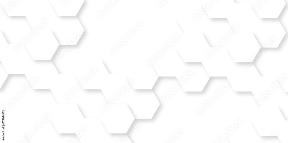 Abstract vector White 3d hexagon grid pattern wall geometric texture. Hexagon honeycomb mosaic mesh cell hexagonal molecular structures in technology honeycomb background.
Abstract vector White 3d hexagon grid pattern wall geometric texture. Hexagon honeycomb mosaic mesh cell hexagonal molecular structures in technology honeycomb background.