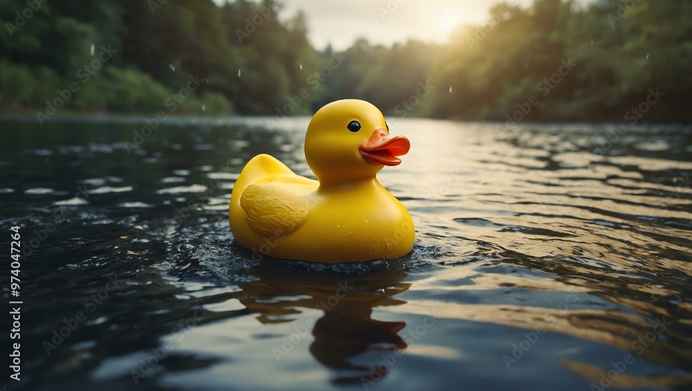 3D depiction of a yellow rubber ducky, showcasing its playful nature. 3D depiction of a yellow rubber ducky, showcasing its playful nature.