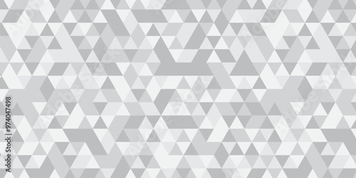 	
Abstract geometric white and gray background seamless mosaic and low polygon triangle texture wallpaper. Triangle shape retro wall grid pattern geometric ornament tile vector square element.